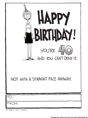40th Birthday Printable Greeting Card